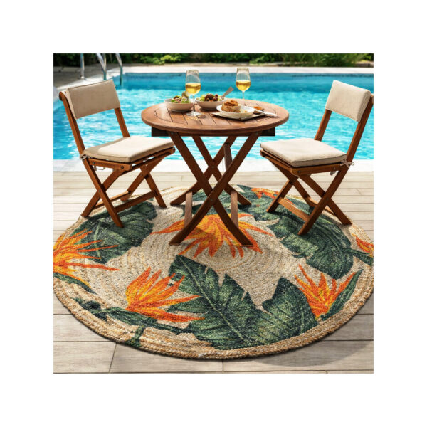 Tappeto rotondo in juta Tropical Arancio – 140 cm
